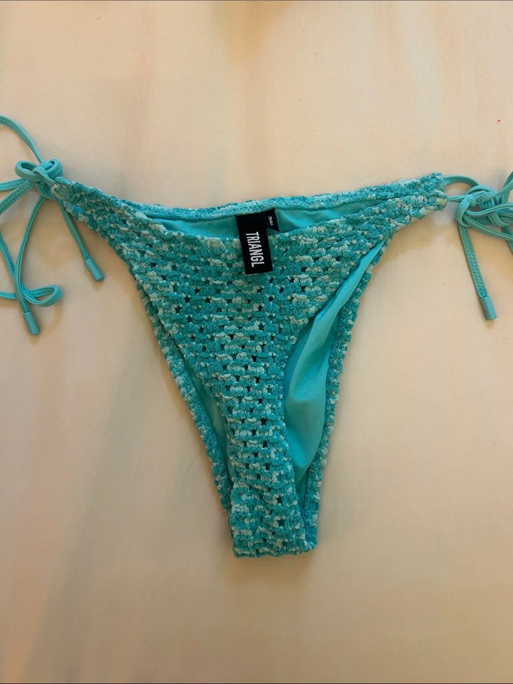 RARE triangl swimwear Crochet Bikini in Aqua Blue